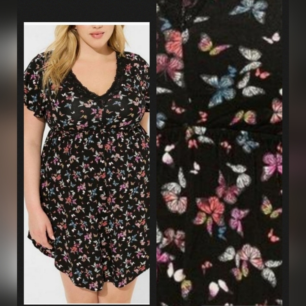 🆕️🦋 2X BUTTERFLY SUPER SOFT LACE TRIM BABYDOLL SLEEP GOWN🦋